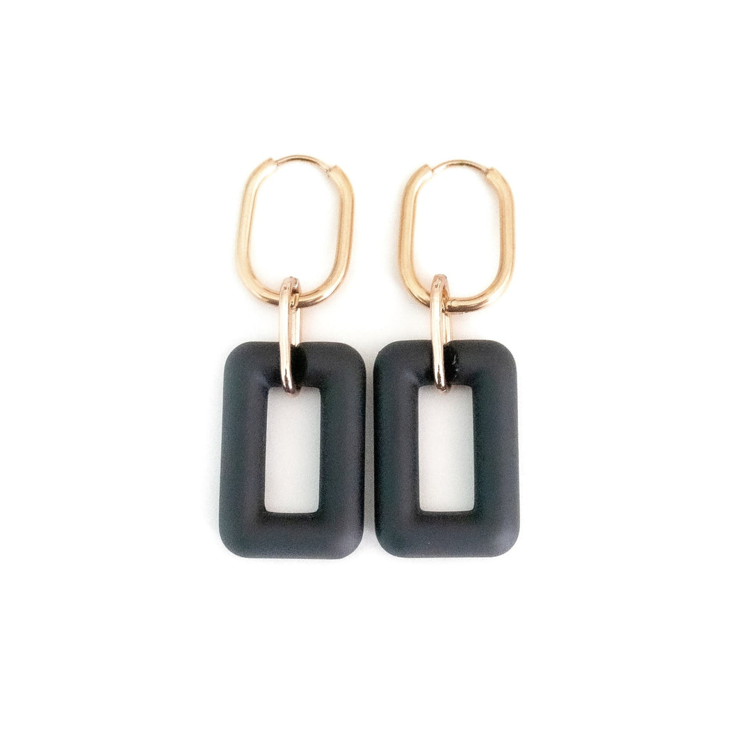 Matte Rectangle Link Earrings